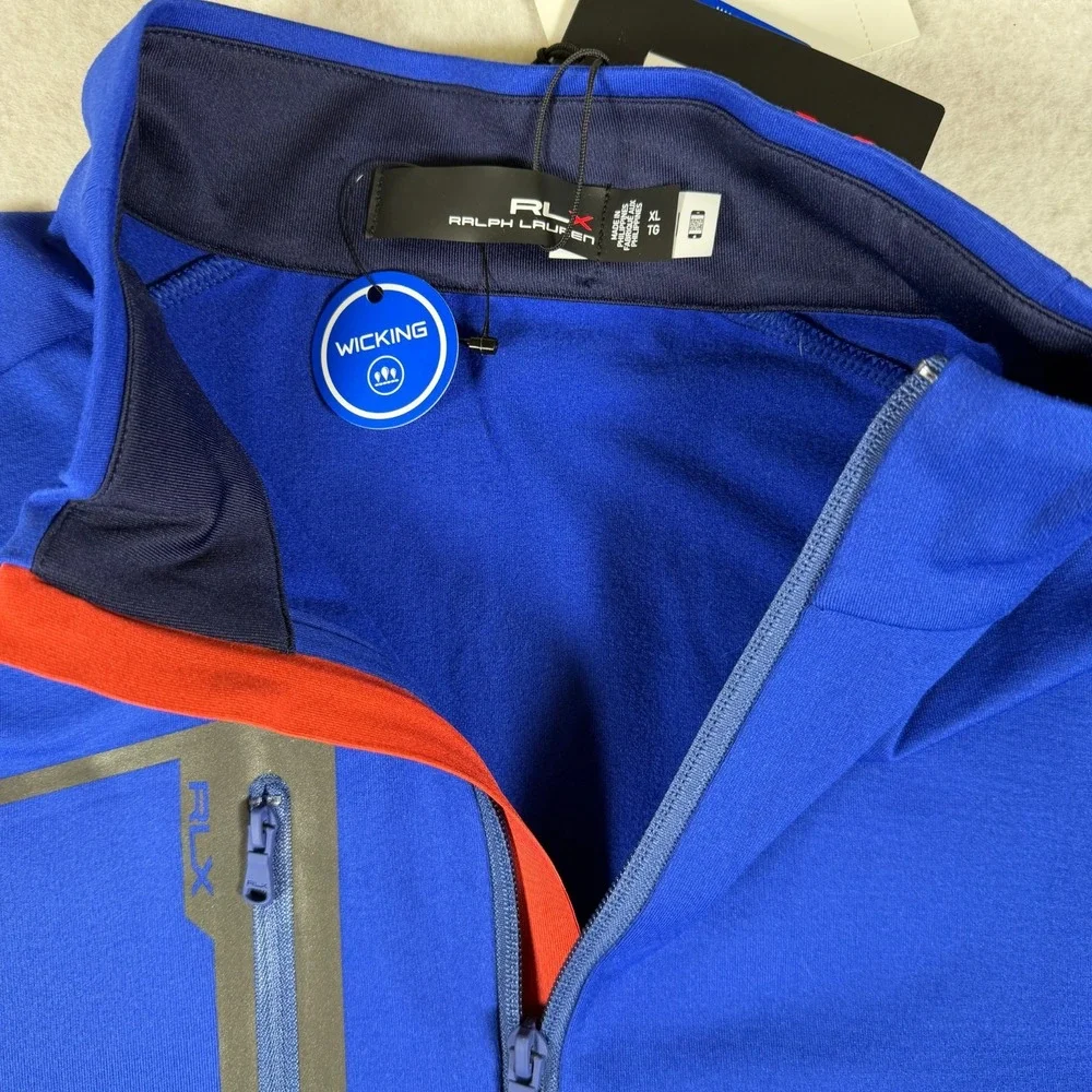 RLX Ralph Lauren Mens Blue Quarter Zip Golf Pullover XL New‎ With Tags